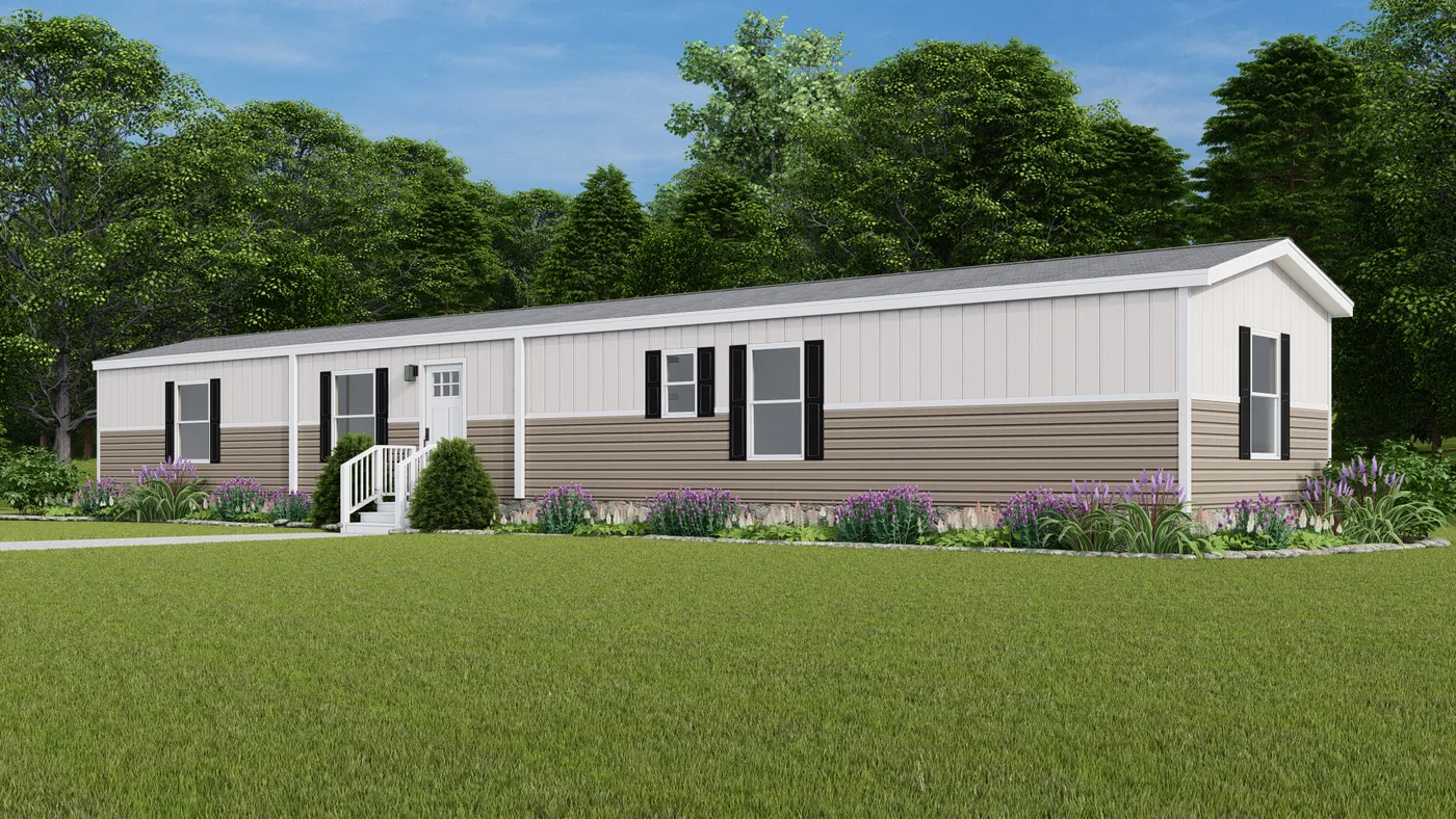 The VOYAGE Exterior. This Manufactured Mobile Home features 3 bedrooms and 2 baths.