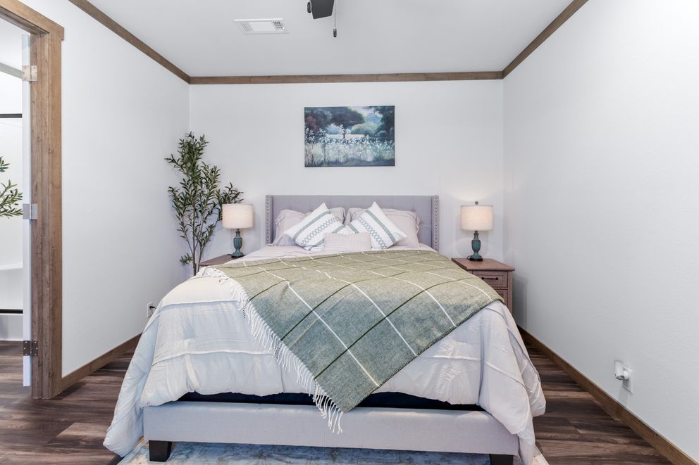 The LEVI Exterior. This Manufactured Mobile Home features 2 bedrooms and 2 baths.