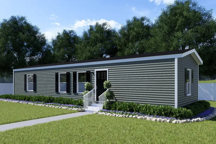 The SPIRIT Exterior in Vinyl Olive. This Manufactured Mobile Home features 2 bedrooms and 2 baths.