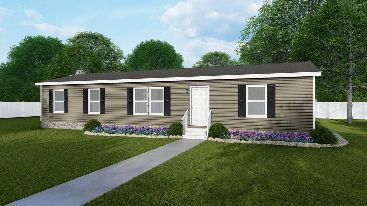 The 5628-CC52 COMPASS 56 Exterior. This Manufactured Mobile Home features 3 bedrooms and 2 baths.