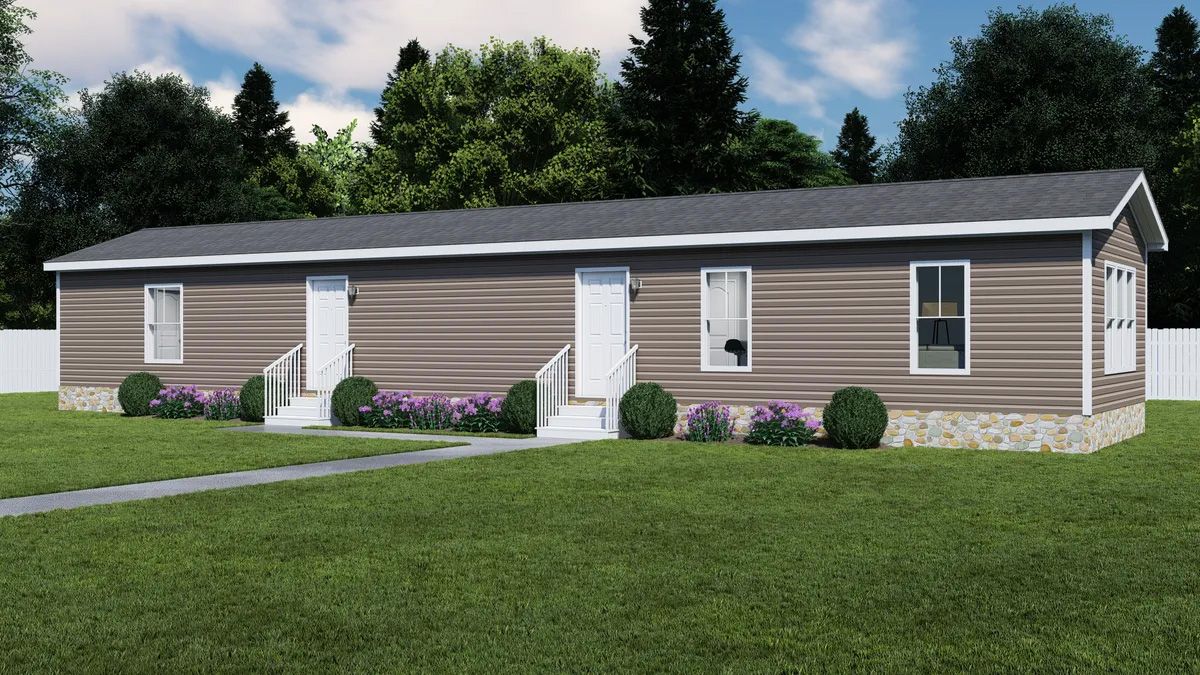 The RIGHT CHOICE 217-1 Exterior. This Manufactured Mobile Home features 3 bedrooms and 2 baths.