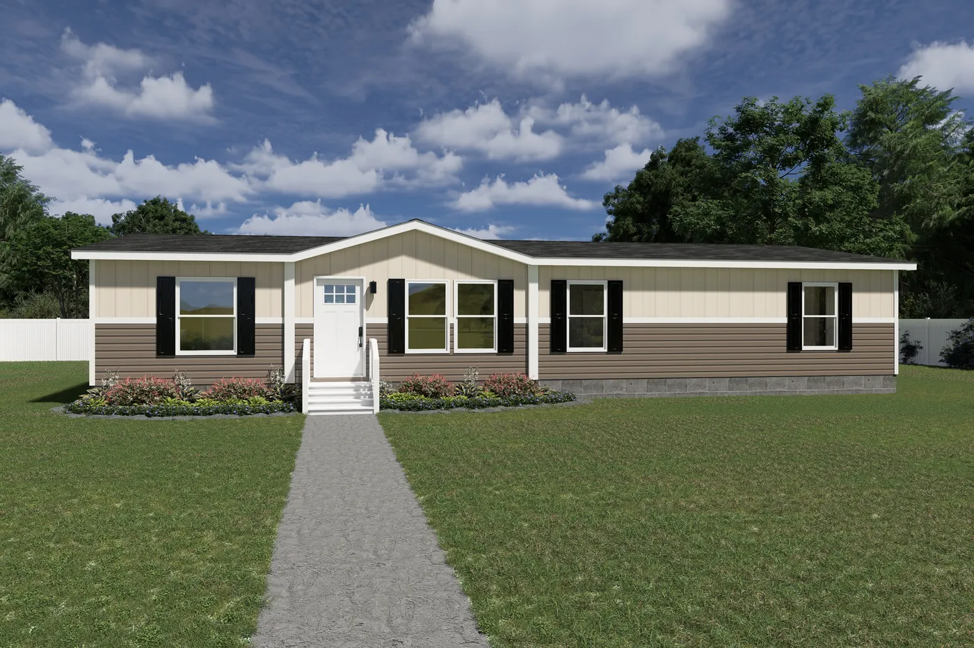 The EXPEDITION Exterior. This Manufactured Mobile Home features 4 bedrooms and 2 baths.