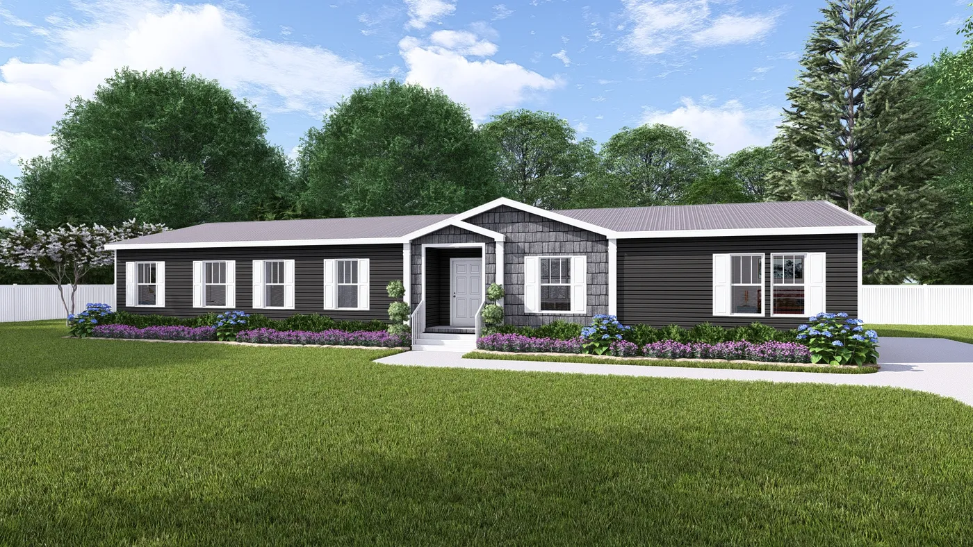 The THE HEXAGON Exterior. This Manufactured Mobile Home features 4 bedrooms and 3 baths.