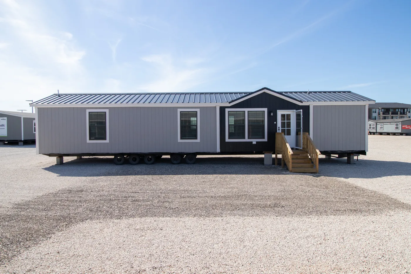 The LEVI Exterior. This Manufactured Mobile Home features 2 bedrooms and 2 baths.