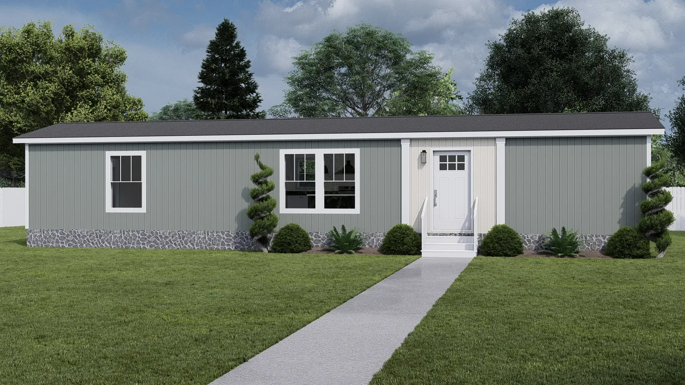 The STILL THE ONE Exterior. This Manufactured Mobile Home features 2 bedrooms and 2 baths.