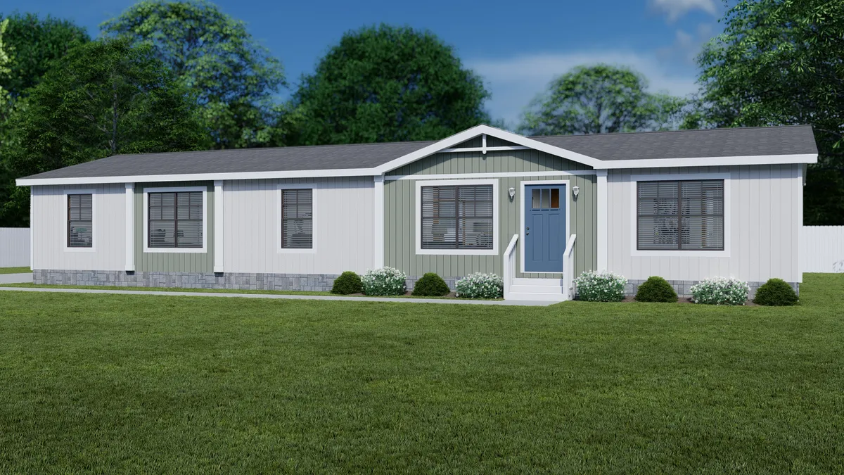 The ANGELINA Exterior. This Manufactured Mobile Home features 4 bedrooms and 2 baths.