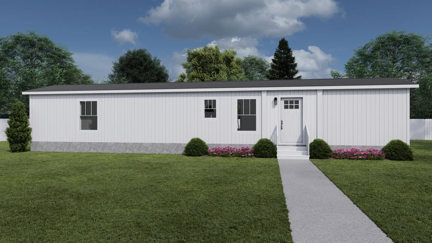 The BORN TO RUN Exterior. This Manufactured Mobile Home features 2 bedrooms and 2 baths.