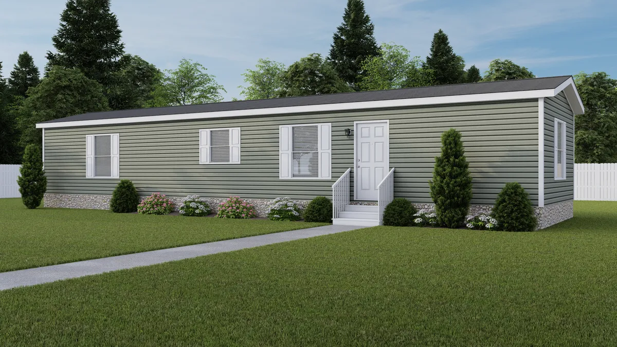 The 6016-CC01 CORNERSTONE 60 Exterior. This Manufactured Mobile Home features 2 bedrooms and 2 baths.