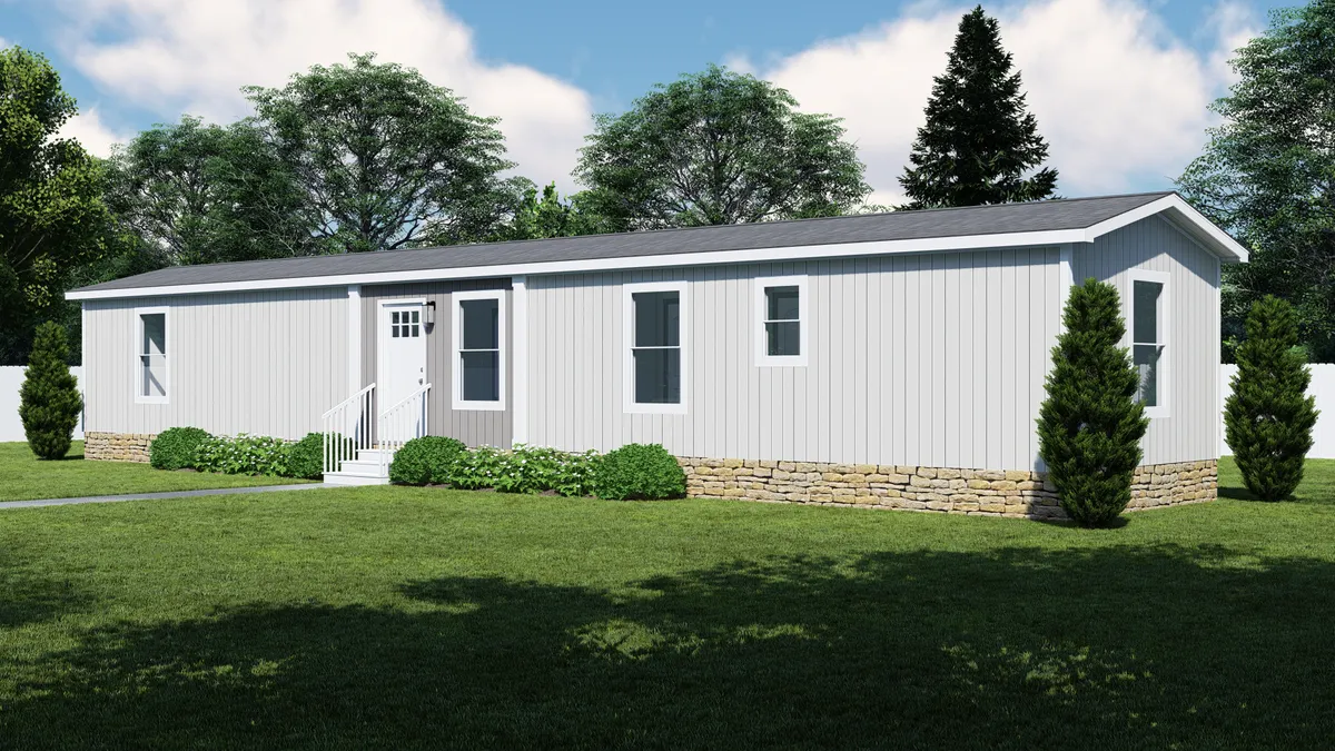 The GOOD VIBRATIONS Exterior. This Manufactured Mobile Home features 3 bedrooms and 2 baths.