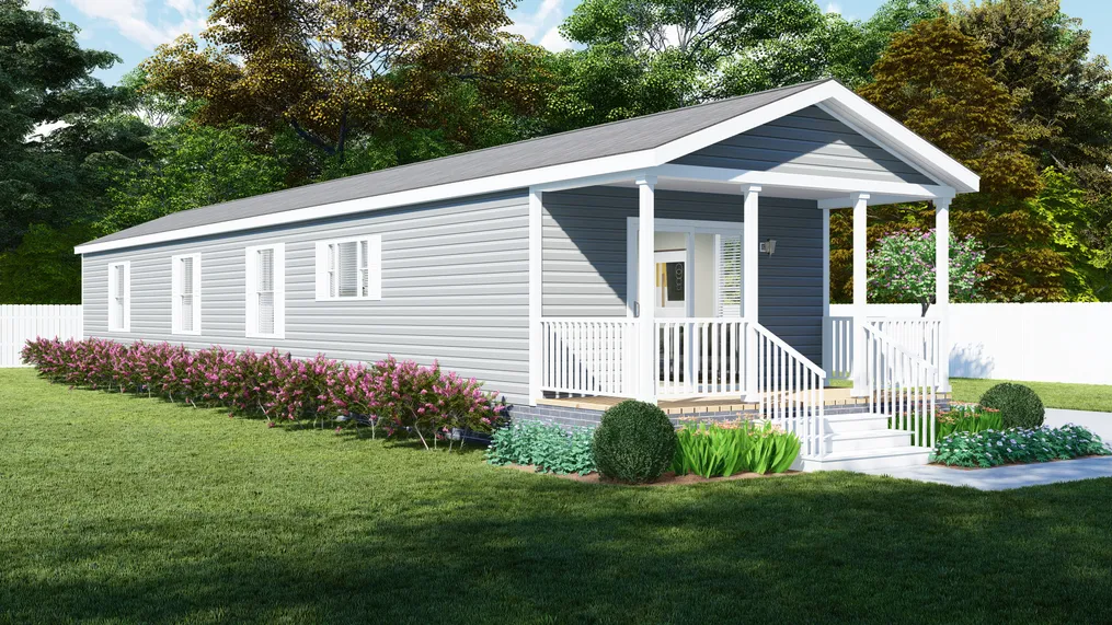 The 5402 "CANYON" 6616 Exterior. This Manufactured Mobile Home features 3 bedrooms and 2 baths.