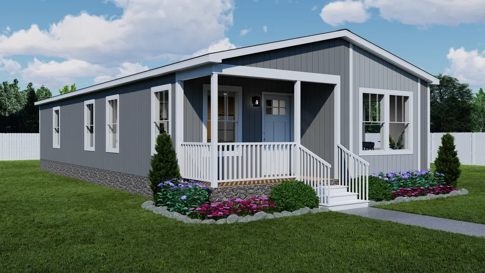 The STAND BY ME Exterior. This Manufactured Mobile Home features 3 bedrooms and 2 baths. Statue Garden, Solitary State and Delicate White. 