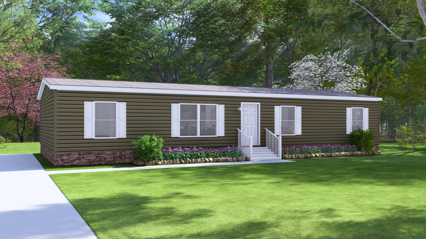 The GARNET Exterior. This Manufactured Mobile Home features 3 bedrooms and 2 baths.
