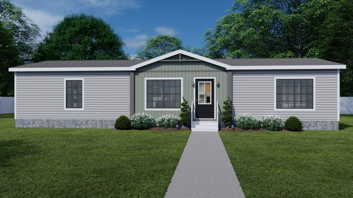 The THE LIZZIE Exterior. This Manufactured Mobile Home features 3 bedrooms and 2 baths.