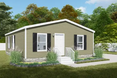 The JADE Exterior. This Manufactured Mobile Home features 2 bedrooms and 1 bath.