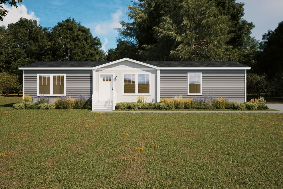 The WONDERFUL WORLD Exterior. This Manufactured Mobile Home features 3 bedrooms and 2 baths.