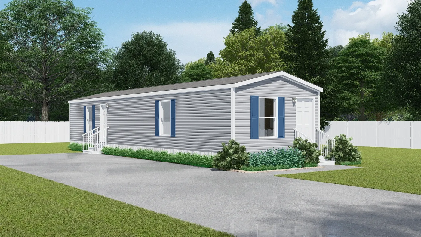 The PERIDOT 56 Exterior. This Manufactured Mobile Home features 2 bedrooms and 2 baths.