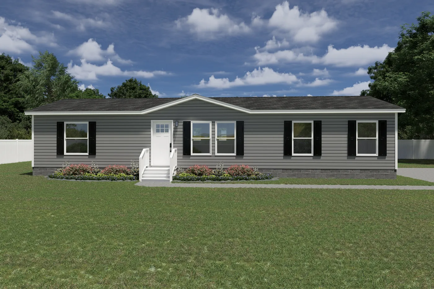 The EXPLORER Exterior. This Manufactured Mobile Home features 3 bedrooms and 2 baths.