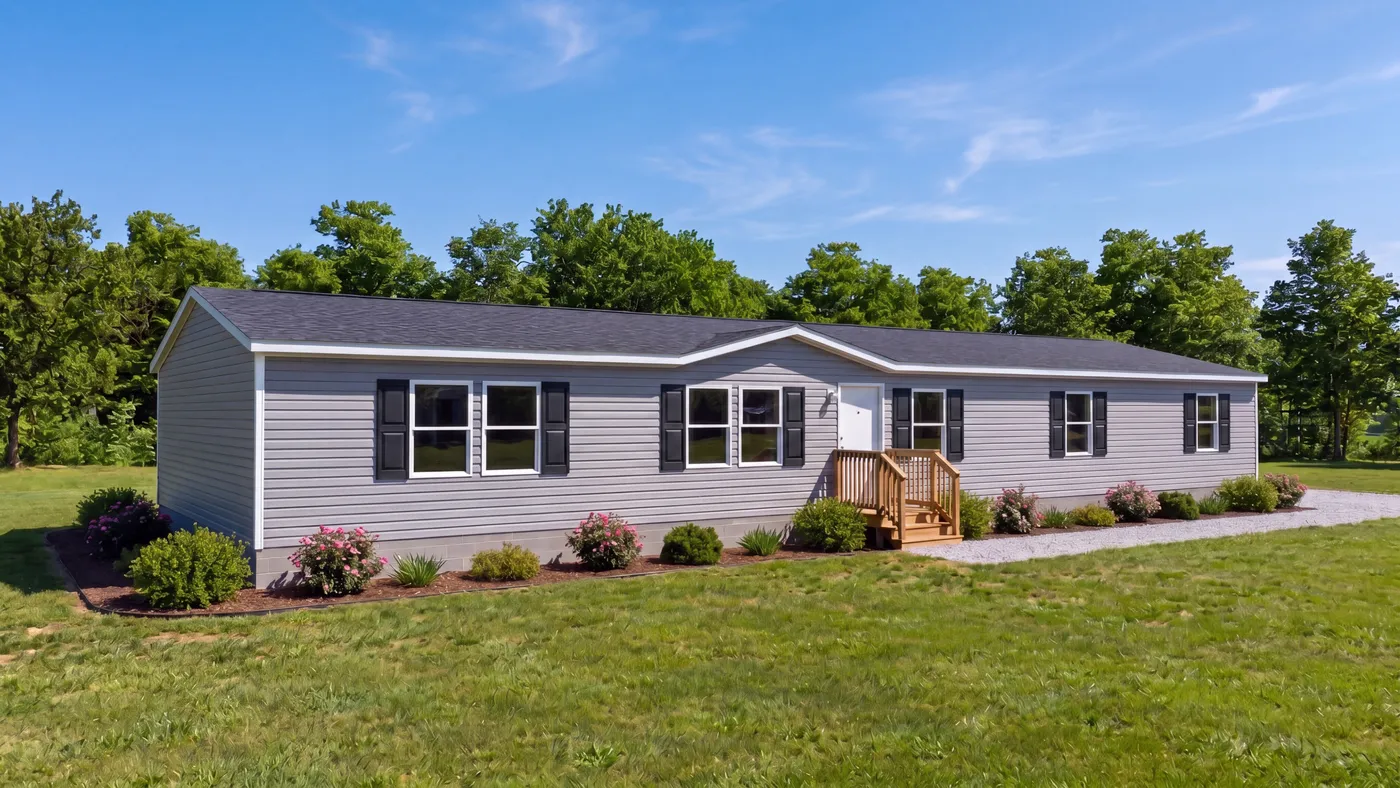 The REDWOOD Exterior. This Manufactured Mobile Home features 5 bedrooms and 3 baths.