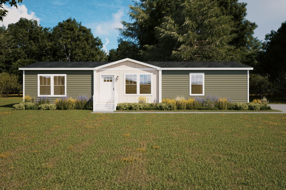 The WONDERFUL WORLD Exterior. This Manufactured Mobile Home features 3 bedrooms and 2 baths.