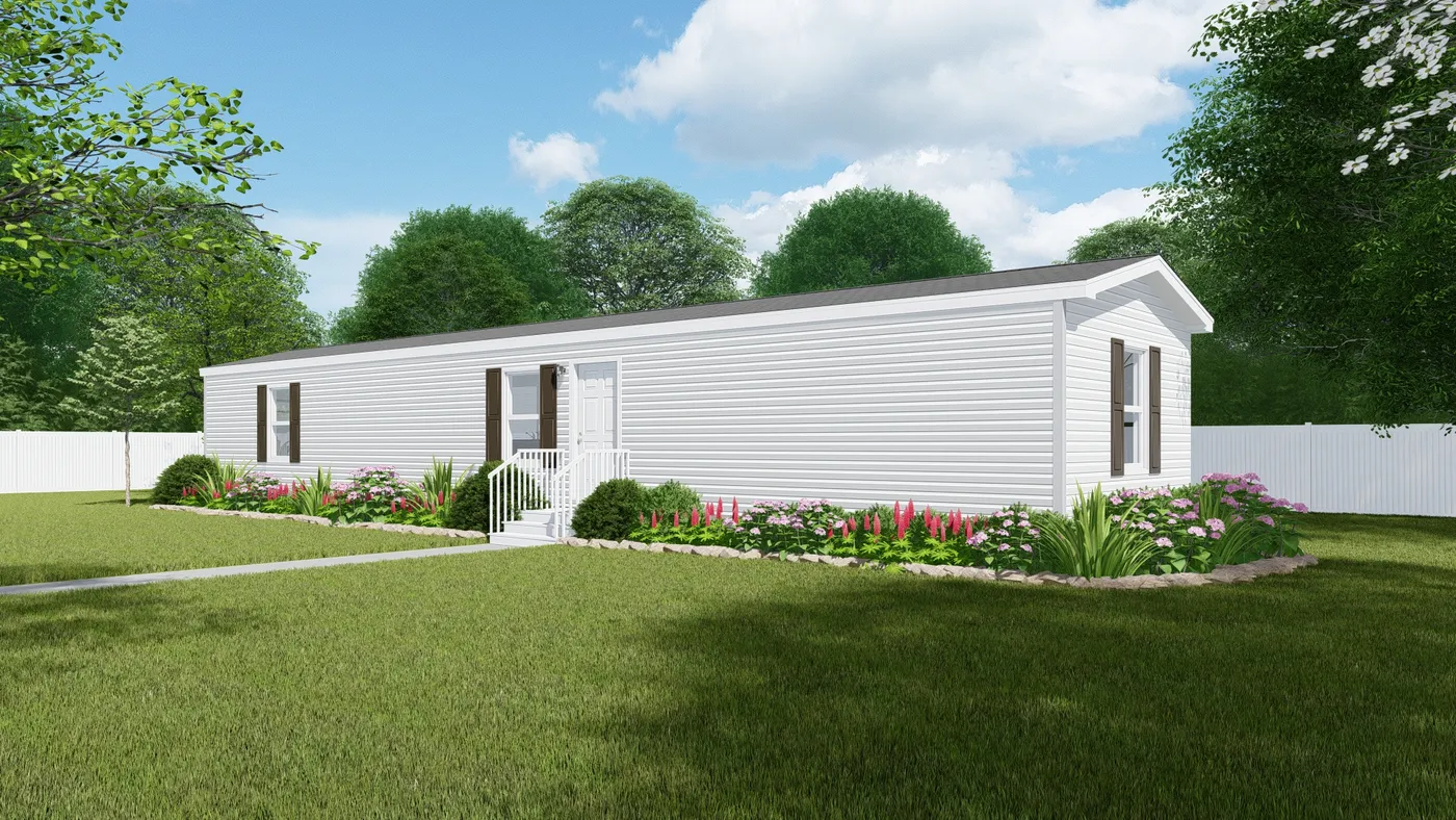 The AMBER Exterior. This Manufactured Mobile Home features 3 bedrooms and 2 baths.
