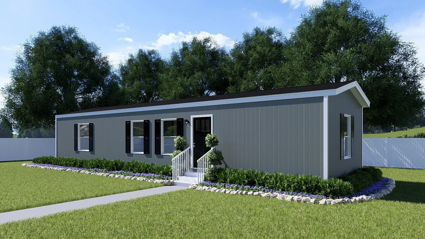 The SPIRIT Exterior in Olive. This Manufactured Mobile Home features 2 bedrooms and 2 baths.