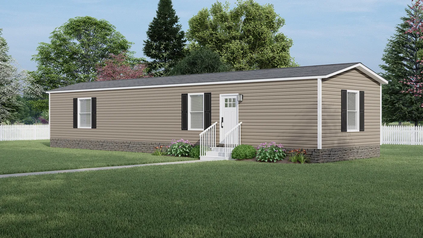 The LEWIS   16X56 Exterior. This Manufactured Mobile Home features 2 bedrooms and 2 baths.