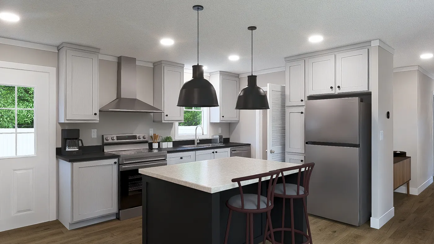 The RHYTHM NATION Exterior. This Manufactured Mobile Home features 3 bedrooms and 2 baths.