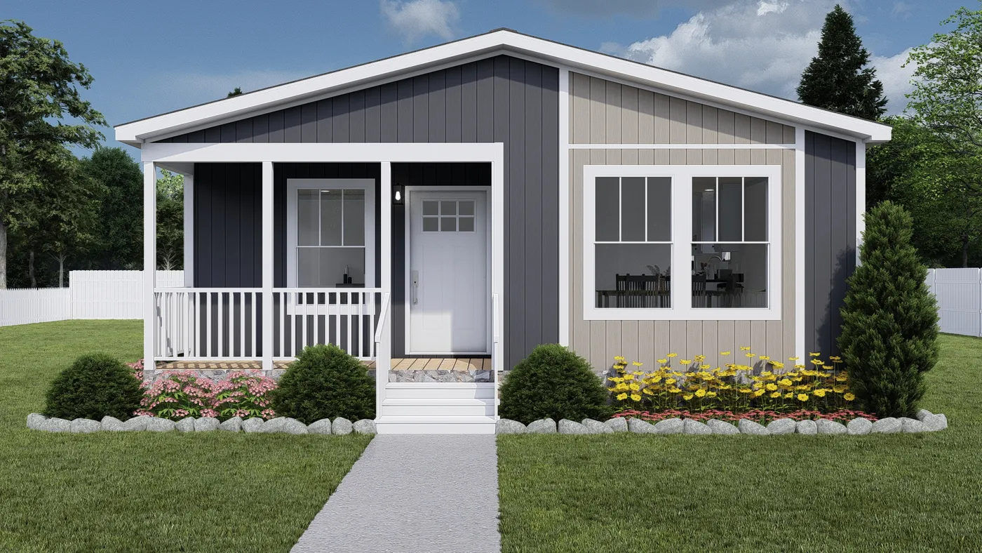 The JOHNNY B GOODE Exterior. This Manufactured Mobile Home features 3 bedrooms and 2 baths.