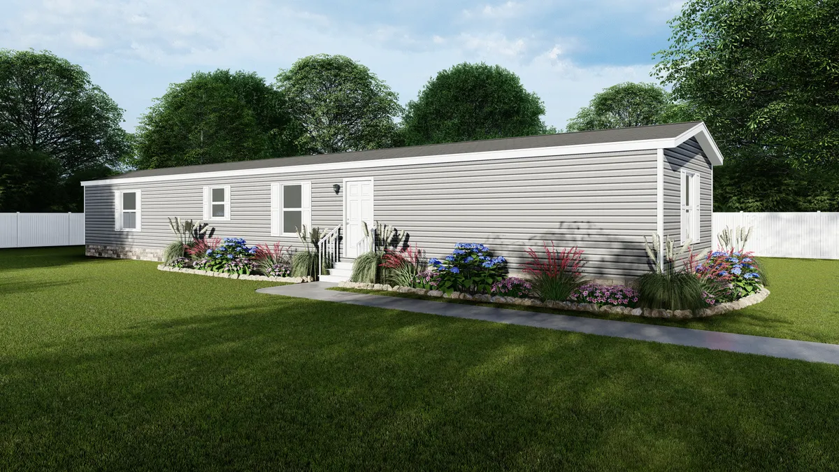 The 7616-CC03 HARBORVIEW 76 Exterior. This Manufactured Mobile Home features 3 bedrooms and 2 baths.