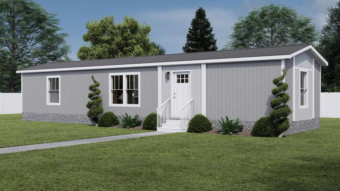 The STILL THE ONE Exterior. This Manufactured Mobile Home features 2 bedrooms and 2 baths.