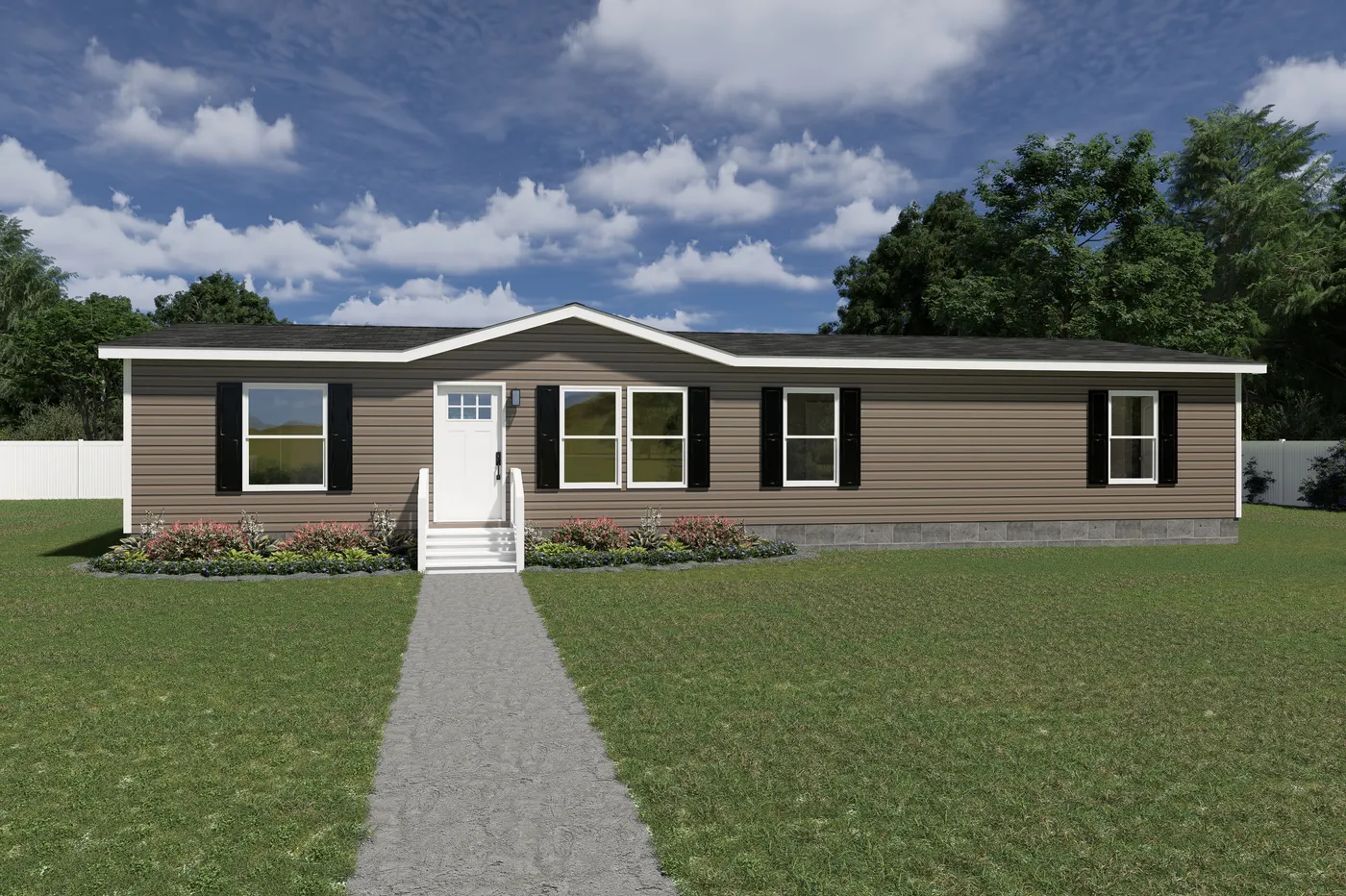 The EXPEDITION Exterior. This Manufactured Mobile Home features 4 bedrooms and 2 baths.