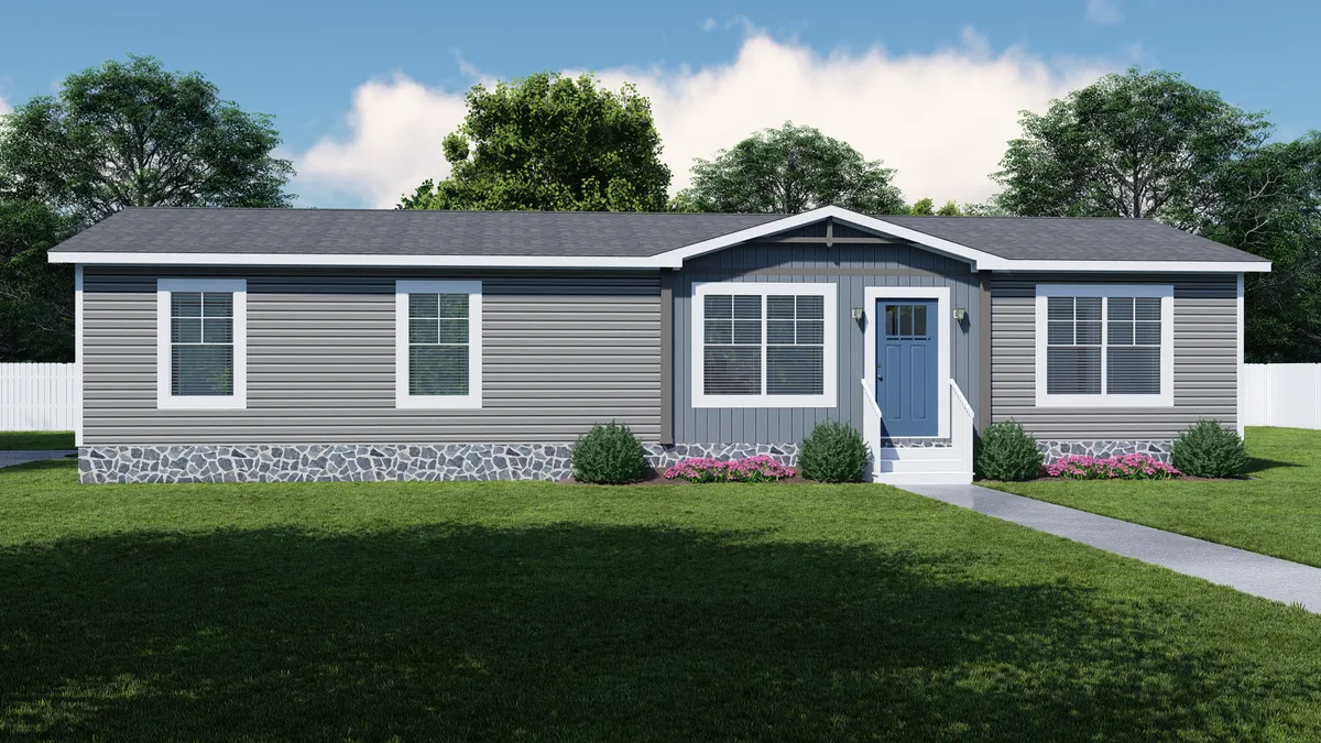 The HUDSON Exterior. This Manufactured Mobile Home features 3 bedrooms and 2 baths.