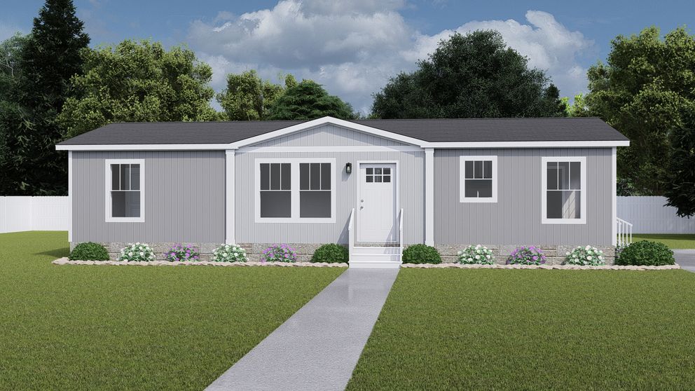 The HERE COMES THE SUN Exterior. This Manufactured Mobile Home features 3 bedrooms and 2 baths.