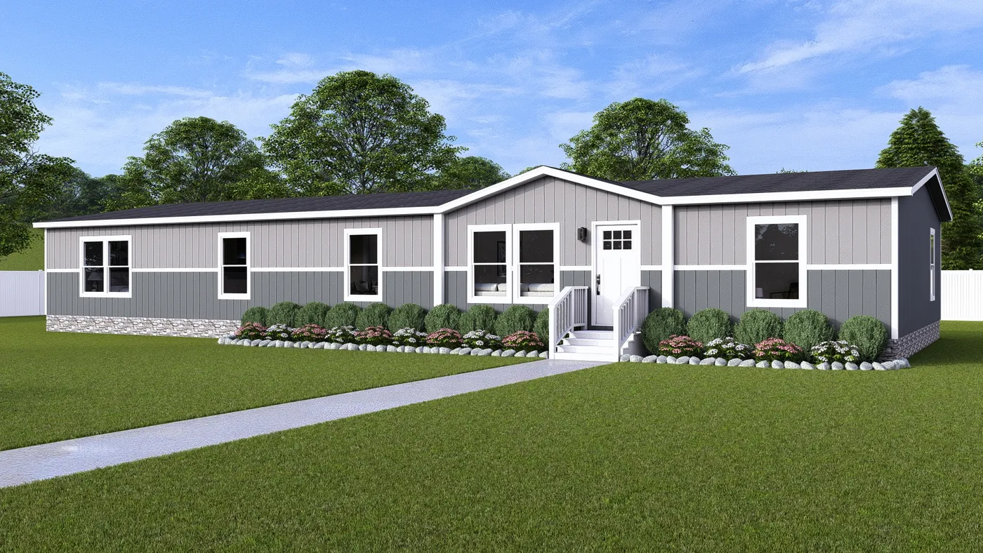 The EVEREST Exterior. This Manufactured Mobile Home features 4 bedrooms and 2 baths.