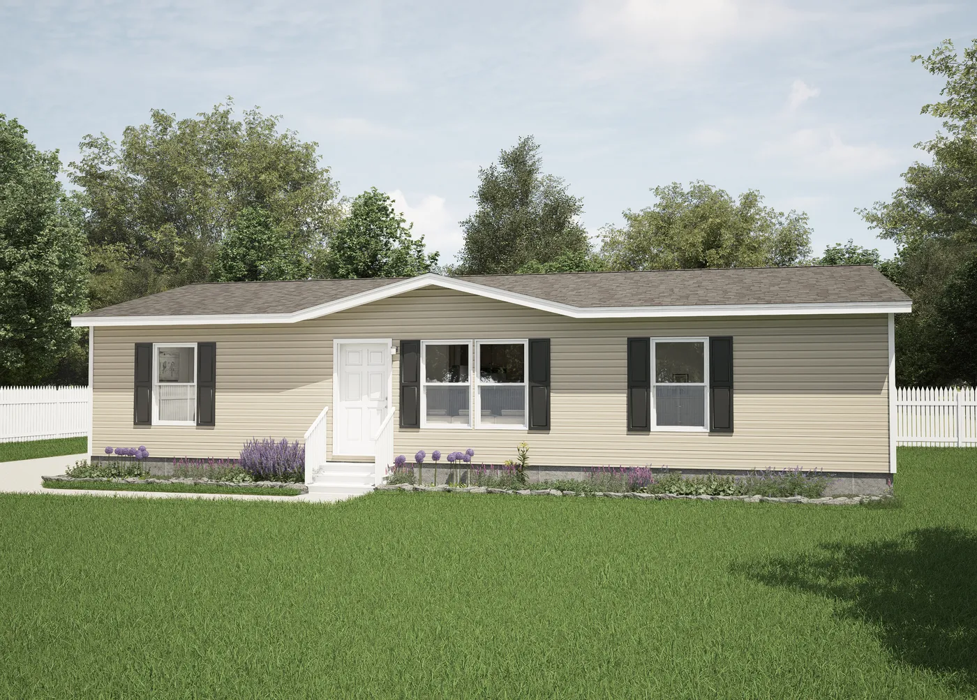 The VISTA Exterior. This Manufactured Mobile Home features 3 bedrooms and 2 baths.