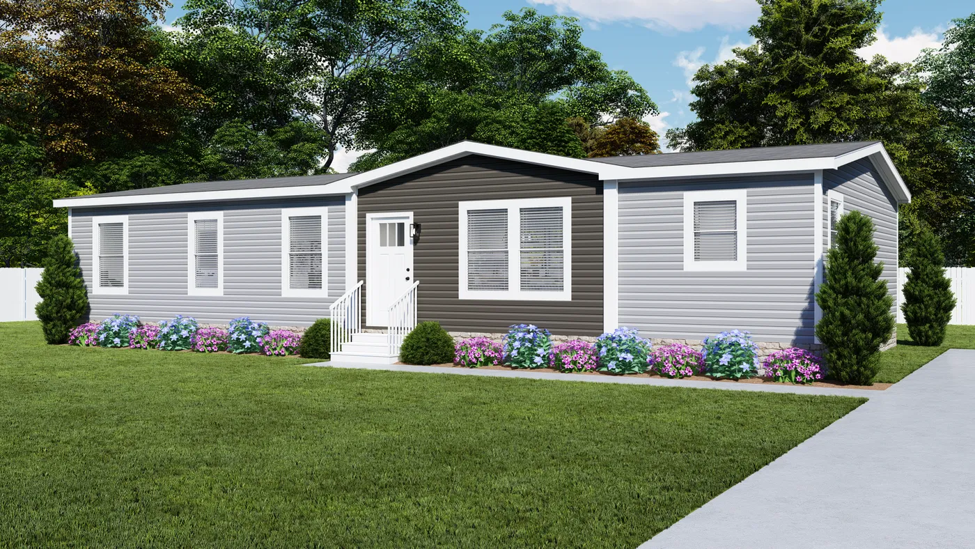 The FARM HOUSE 56 Exterior. This Manufactured Mobile Home features 3 bedrooms and 2 baths.