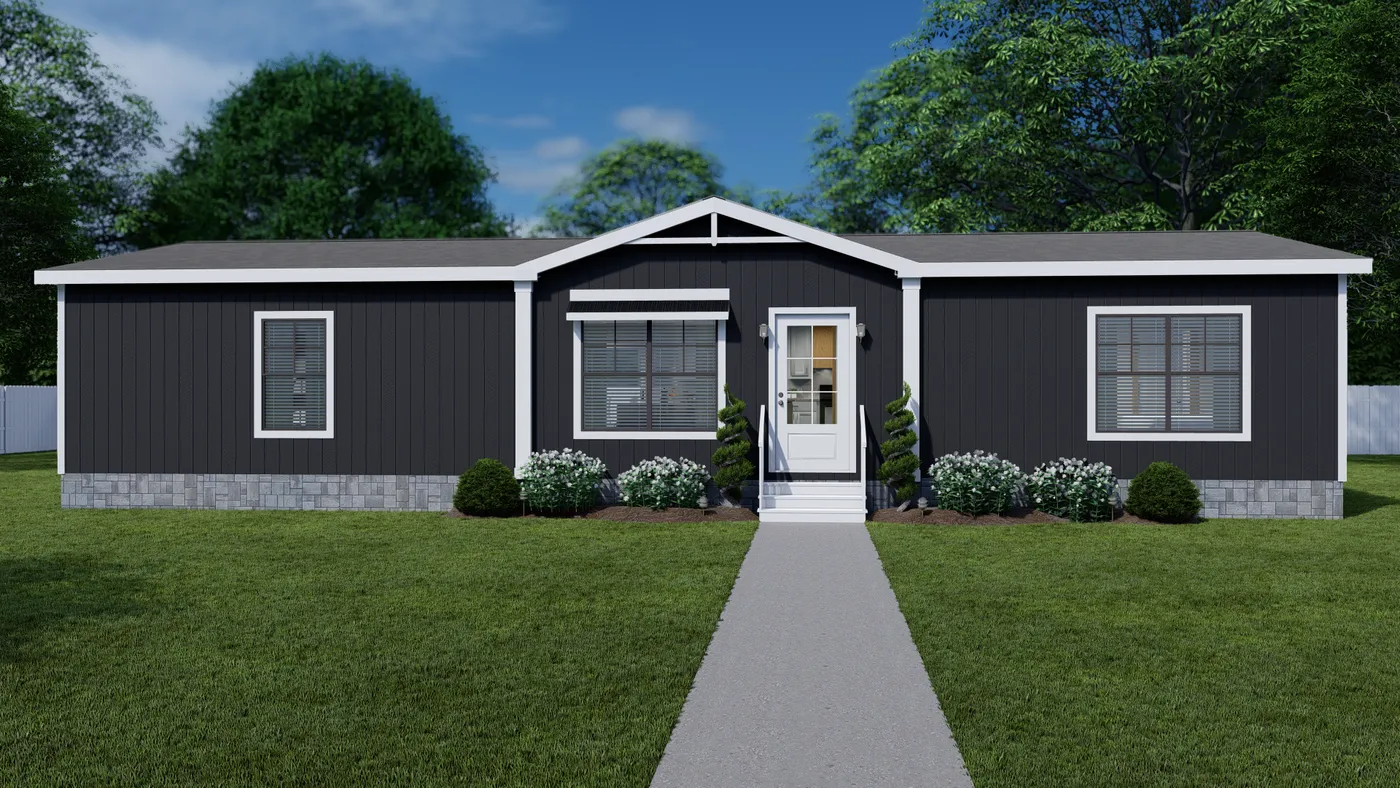 The LIZZIE ELITE Exterior in Onyx. This Manufactured Mobile Home features 3 bedrooms and 2 baths.