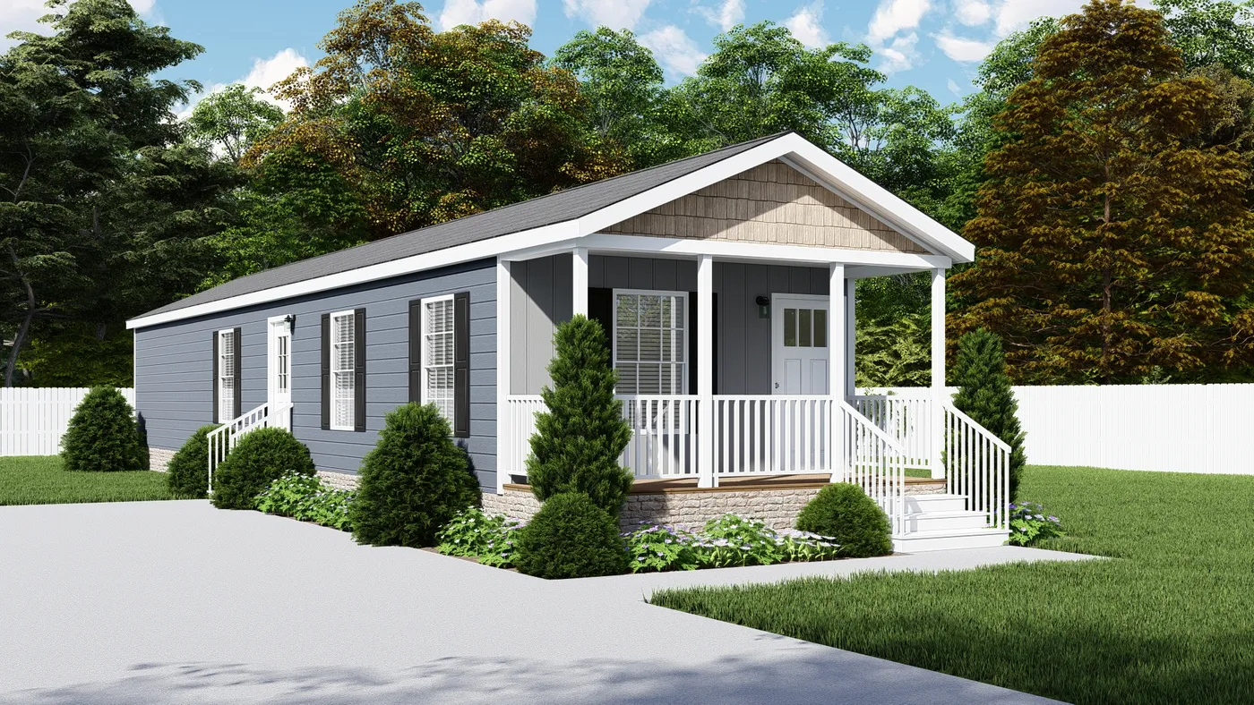 The 1660 THE BEAUFORT MOD Exterior. This Modular Home features 2 bedrooms and 2 baths.