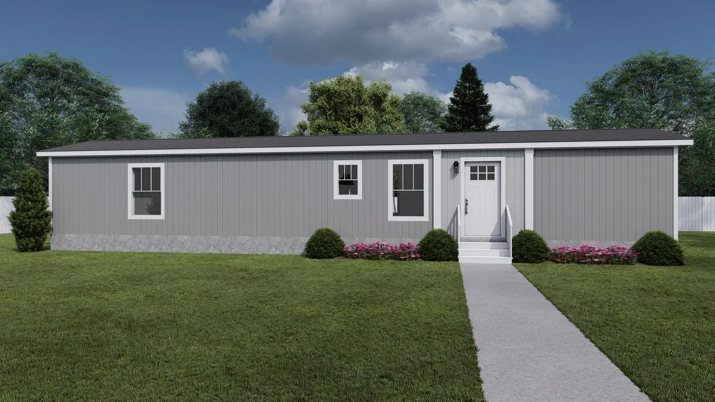 The BORN TO RUN Exterior. This Manufactured Mobile Home features 2 bedrooms and 2 baths.