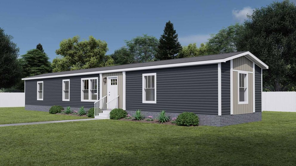 The MOVE ON UP Exterior. This Manufactured Mobile Home features 3 bedrooms and 2 baths.