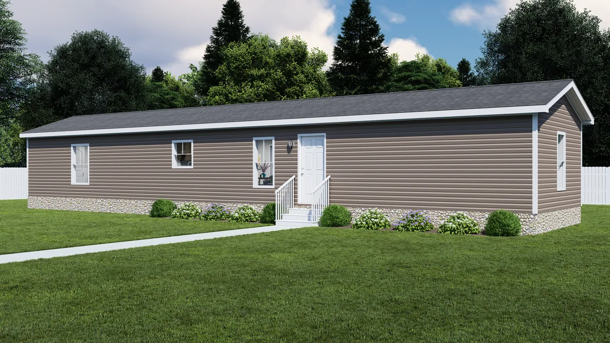 The LIFESTYLE 218 Exterior. This Manufactured Mobile Home features 3 bedrooms and 2 baths.