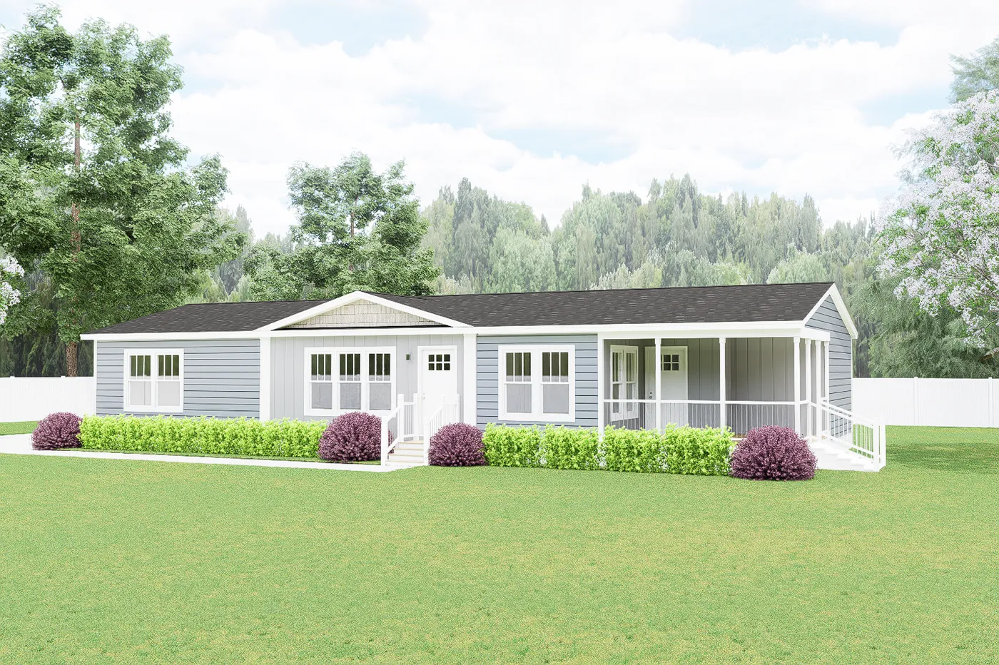 The 3460 SCARLETT HUD Exterior. This Manufactured Mobile Home features 3 bedrooms and 2 baths.