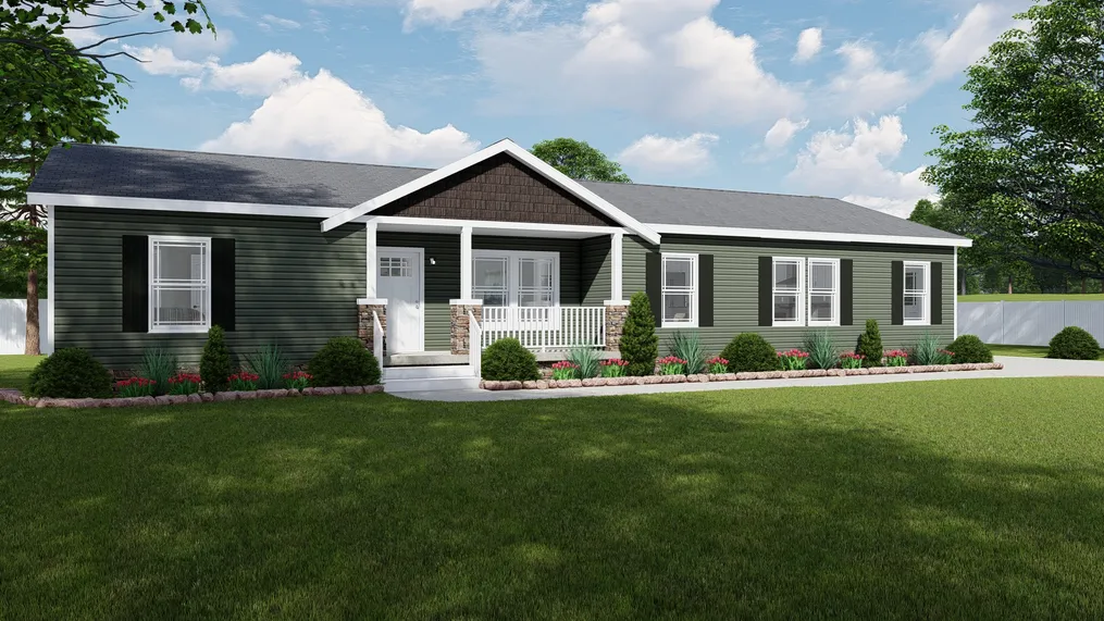 The FRONTIER Exterior. This Manufactured Mobile Home features 3 bedrooms and 2 baths.