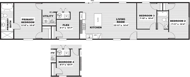 The SENSATION Exterior. This Manufactured Mobile Home features 3 bedrooms and 2 baths.