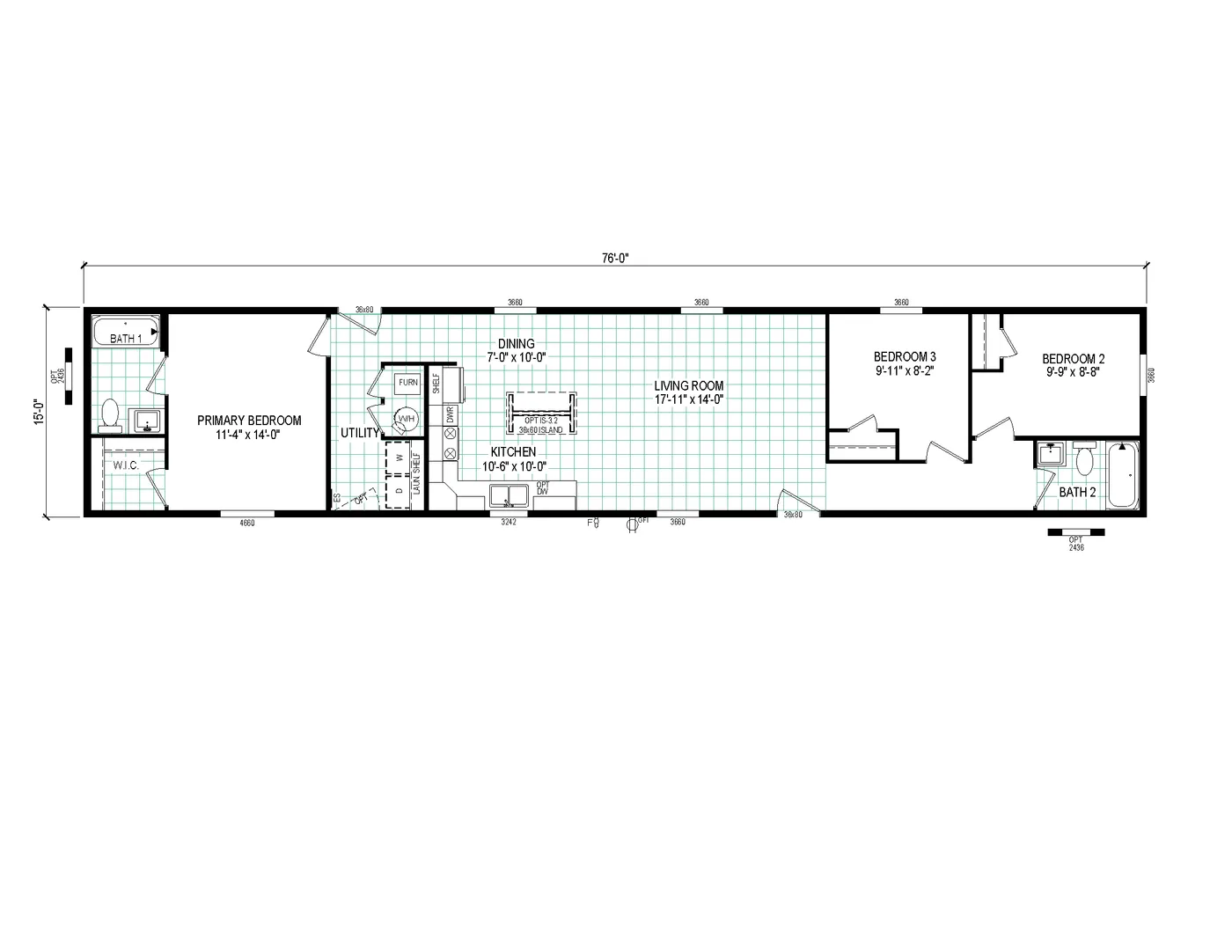 The 7616-4200 ADRENALINE Exterior. This Manufactured Mobile Home features 3 bedrooms and 2 baths.