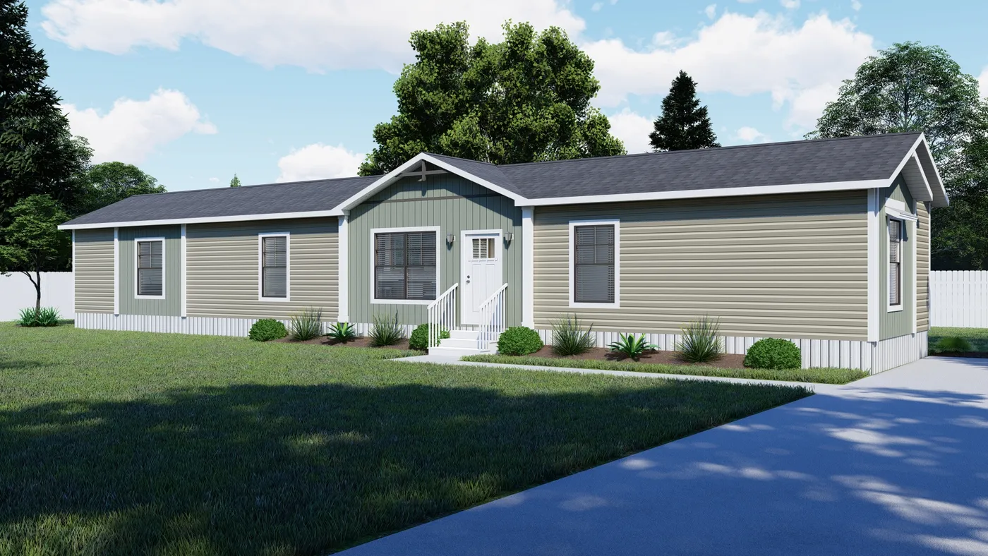 The LIBBY Exterior. This Manufactured Mobile Home features 3 bedrooms and 2 baths.
