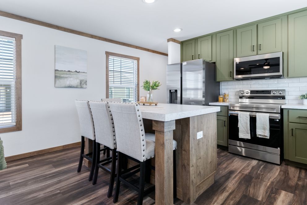 The LEVI Exterior. This Manufactured Mobile Home features 2 bedrooms and 2 baths.