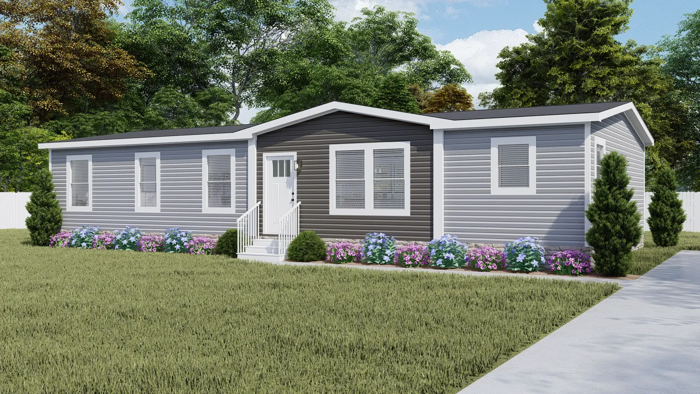 The FARM HOUSE 56 Exterior. This Manufactured Mobile Home features 3 bedrooms and 2 baths.
