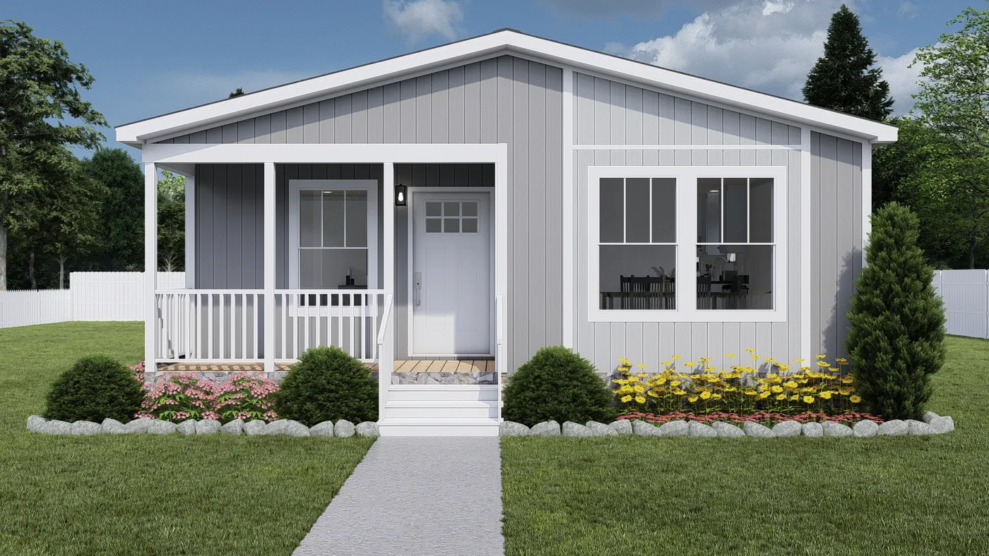The JOHNNY B GOODE Exterior. This Manufactured Mobile Home features 3 bedrooms and 2 baths.