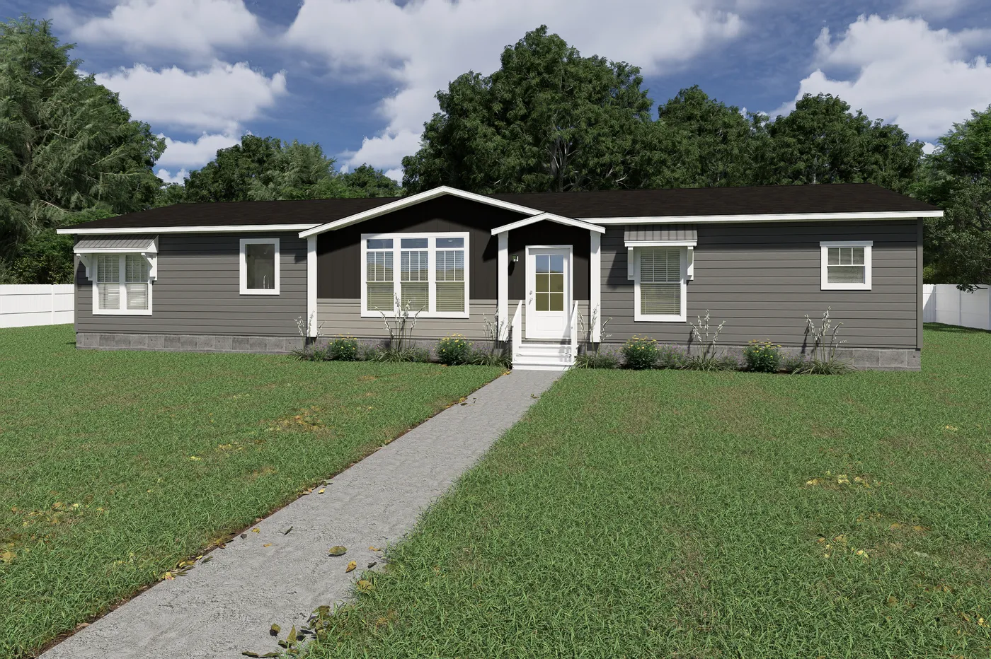 The THE VAIL 4 Exterior. This Manufactured Mobile Home features 4 bedrooms and 3 baths.
